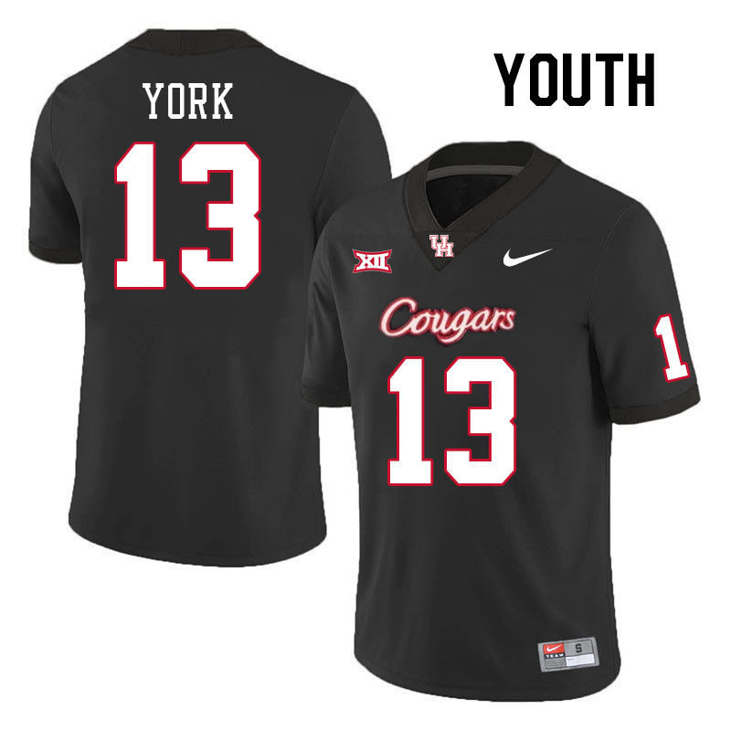 Youth #13 Jayden York Houston Cougars College Football Jerseys Stitched-Black